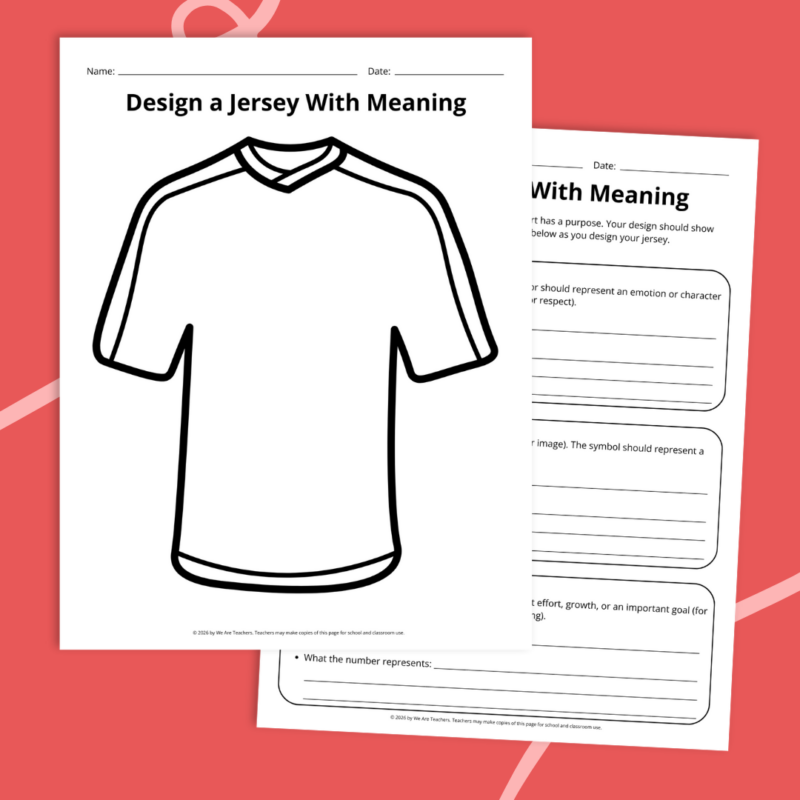 printable football worksheet examples in front of a red background