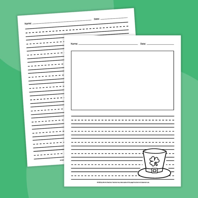 st patricks day writing paper with lines