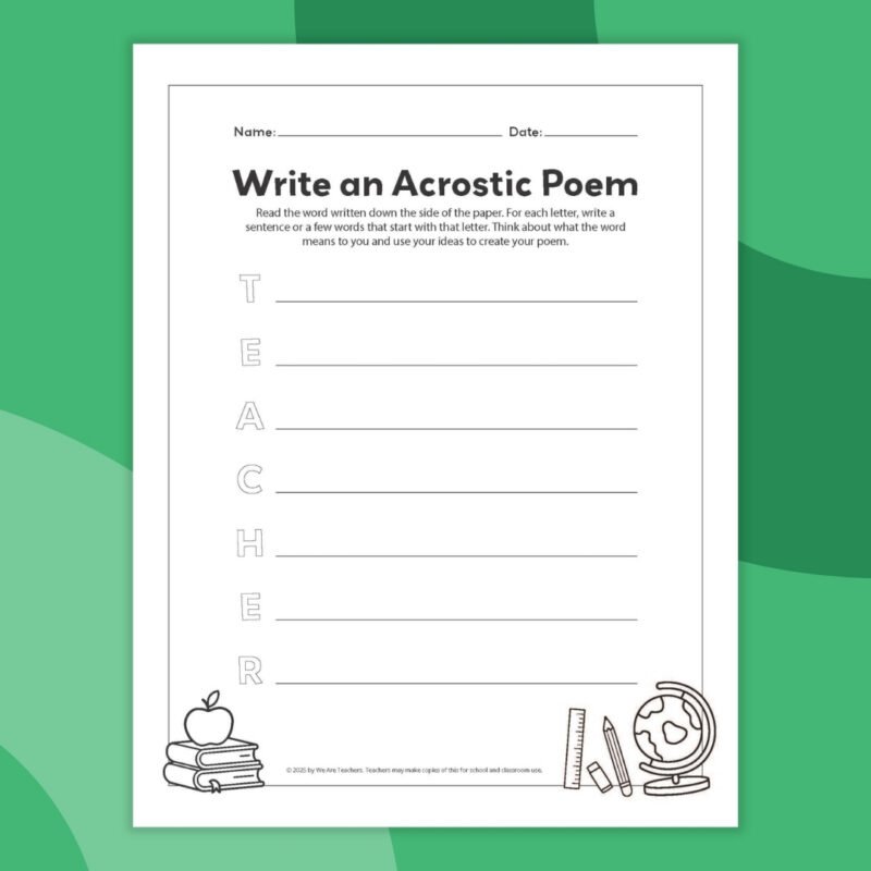 an image of one printable acrostic poem template