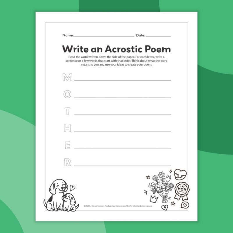 an image of one printable acrostic poem template