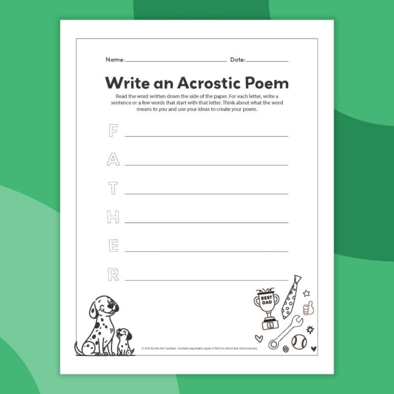 an image of one printable acrostic poem template