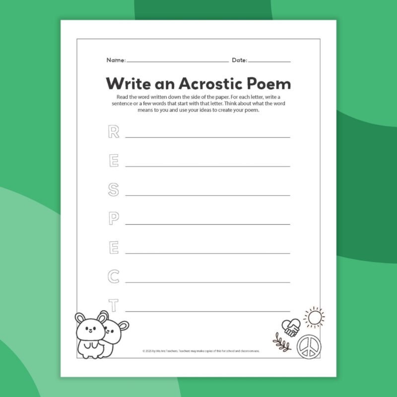 an image of one printable acrostic poem template