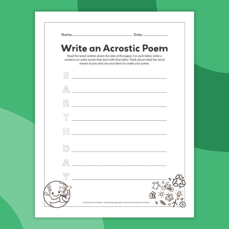 an image of one printable acrostic poem template