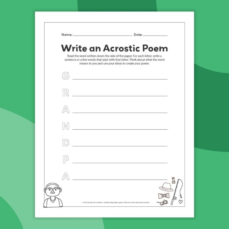 an image of one printable acrostic poem template