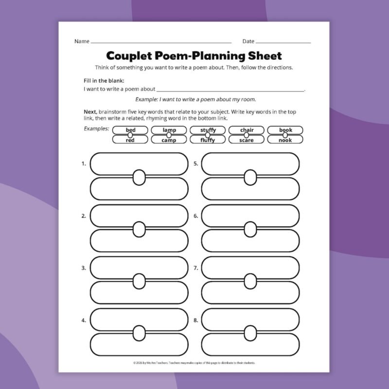an image of a couplet poem template printable