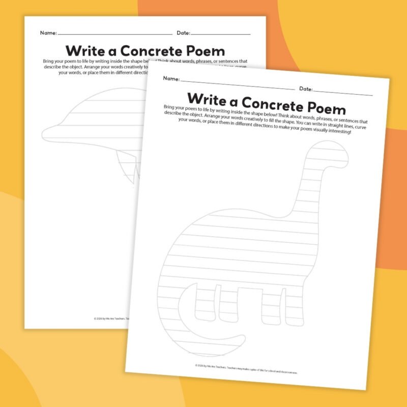 an image of two different poetry worksheet examples