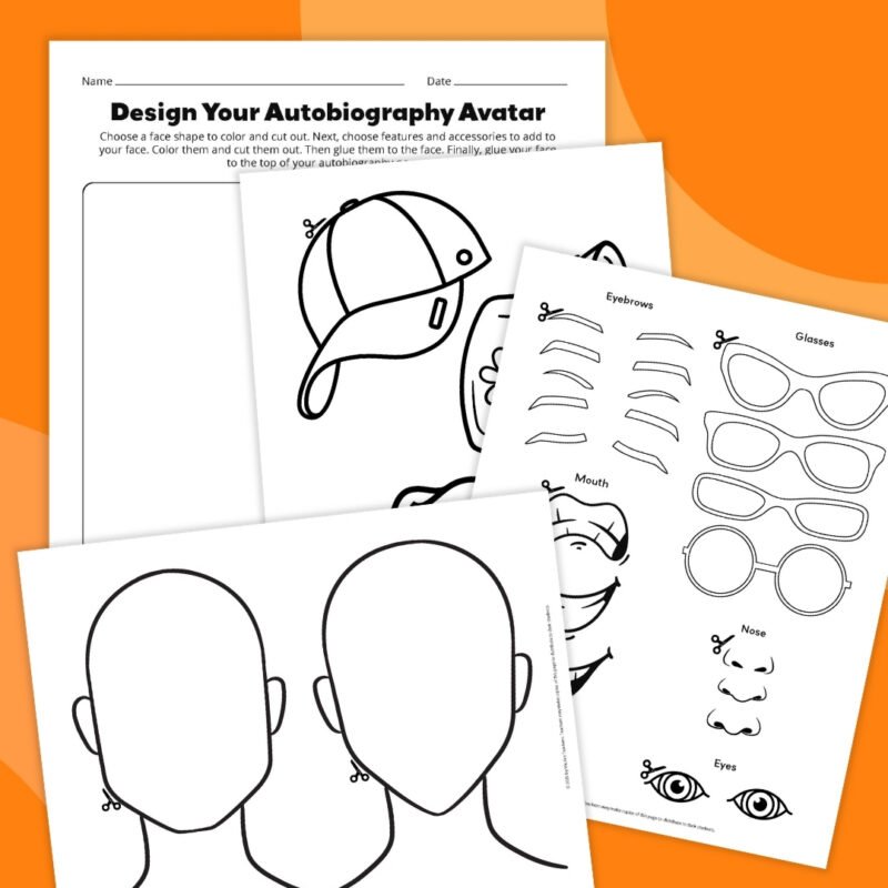 an image of four example printables of an autobiography poem template