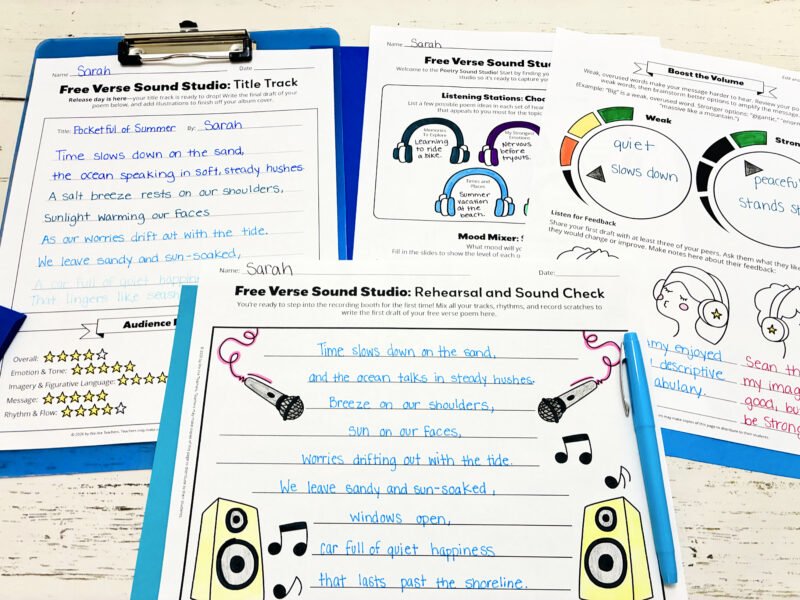 an image of four example free verse template printables