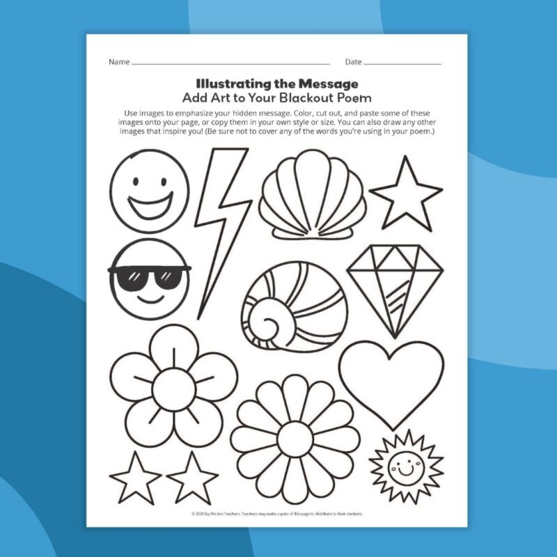 an image of one printable example of a blackout poetry template