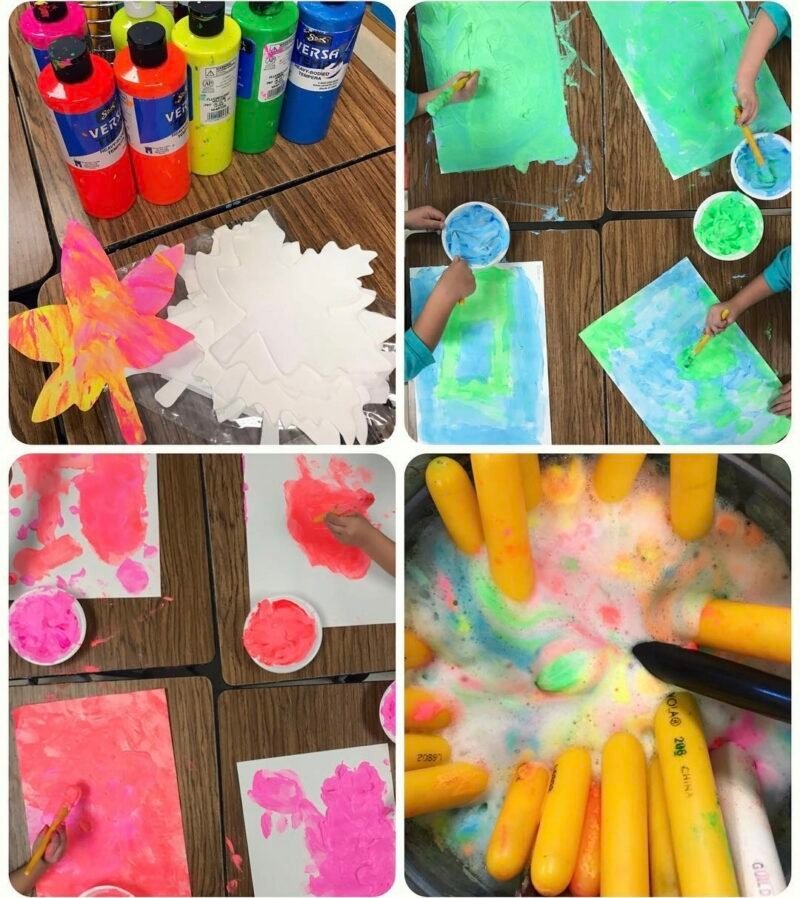 Artwork made with colorful shaving cream paint