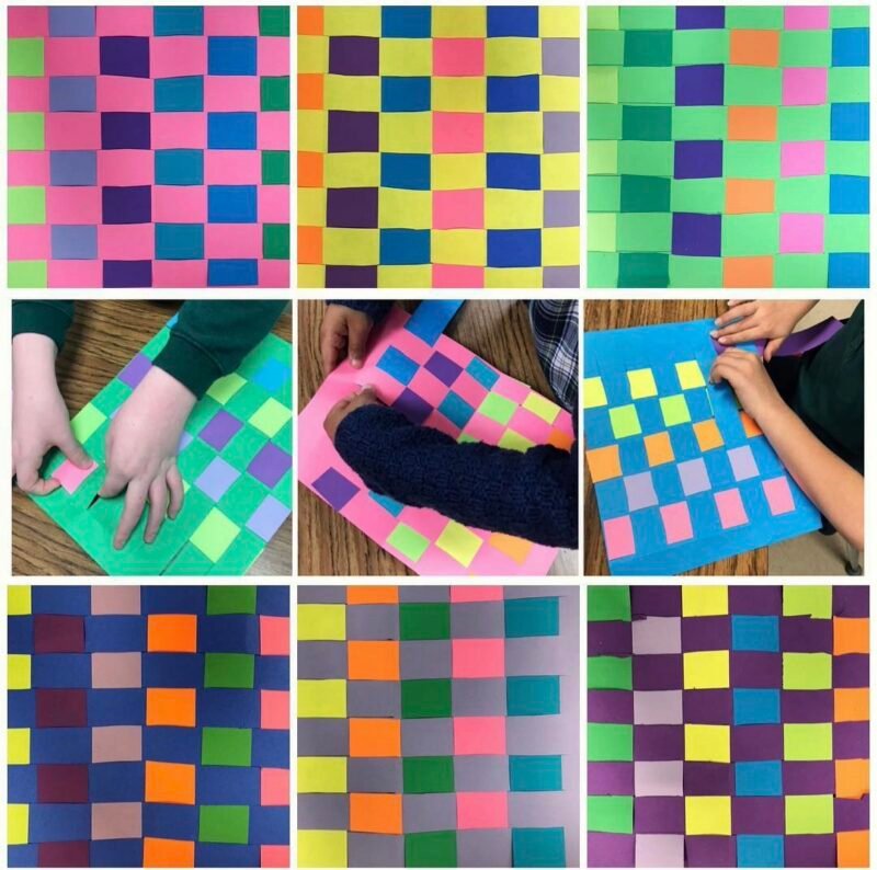 Simple paper weaving done with colorful construction paper