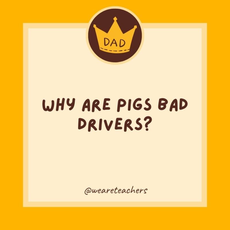 Why are pigs bad drivers? They hog the road. Why are pigs bad drivers? They hog the road.