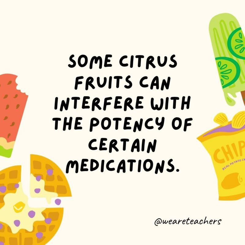 Fun Food Facts an image of a fun food fact surrounded by food clipart