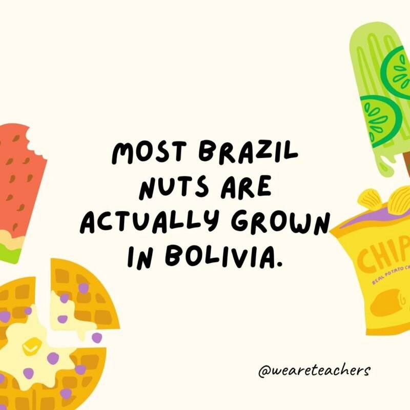 Fun Food Facts an image of a fun food fact surrounded by food clipart