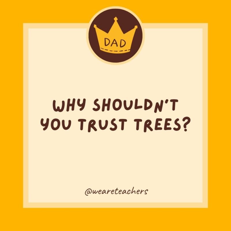 Why shouldn’t you trust trees? They seem shady. Why shouldn’t you trust trees? They seem shady.