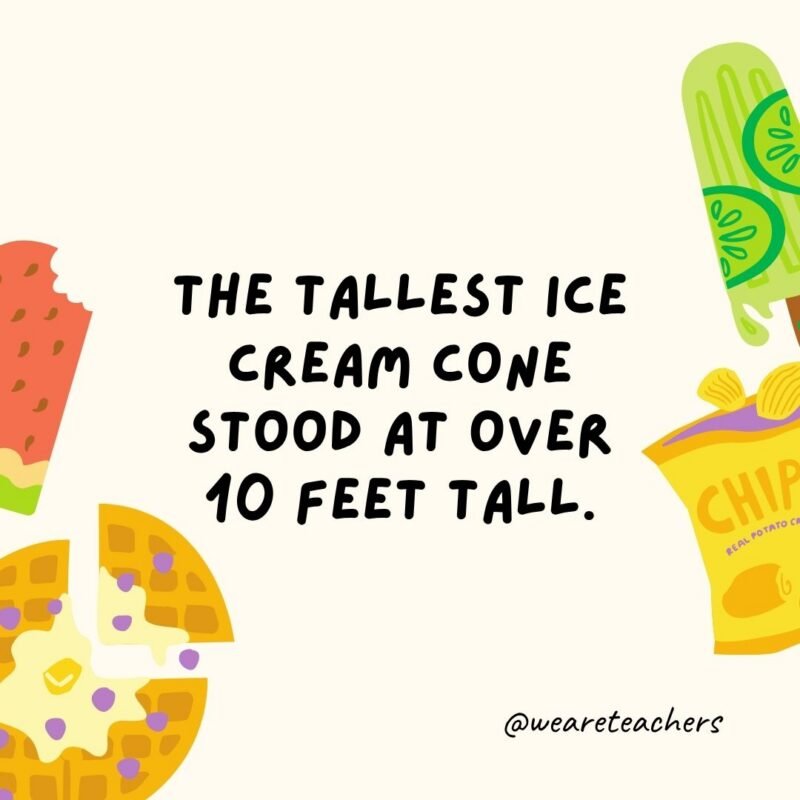 Fun Food Facts an image of a fun food fact surrounded by food clipart