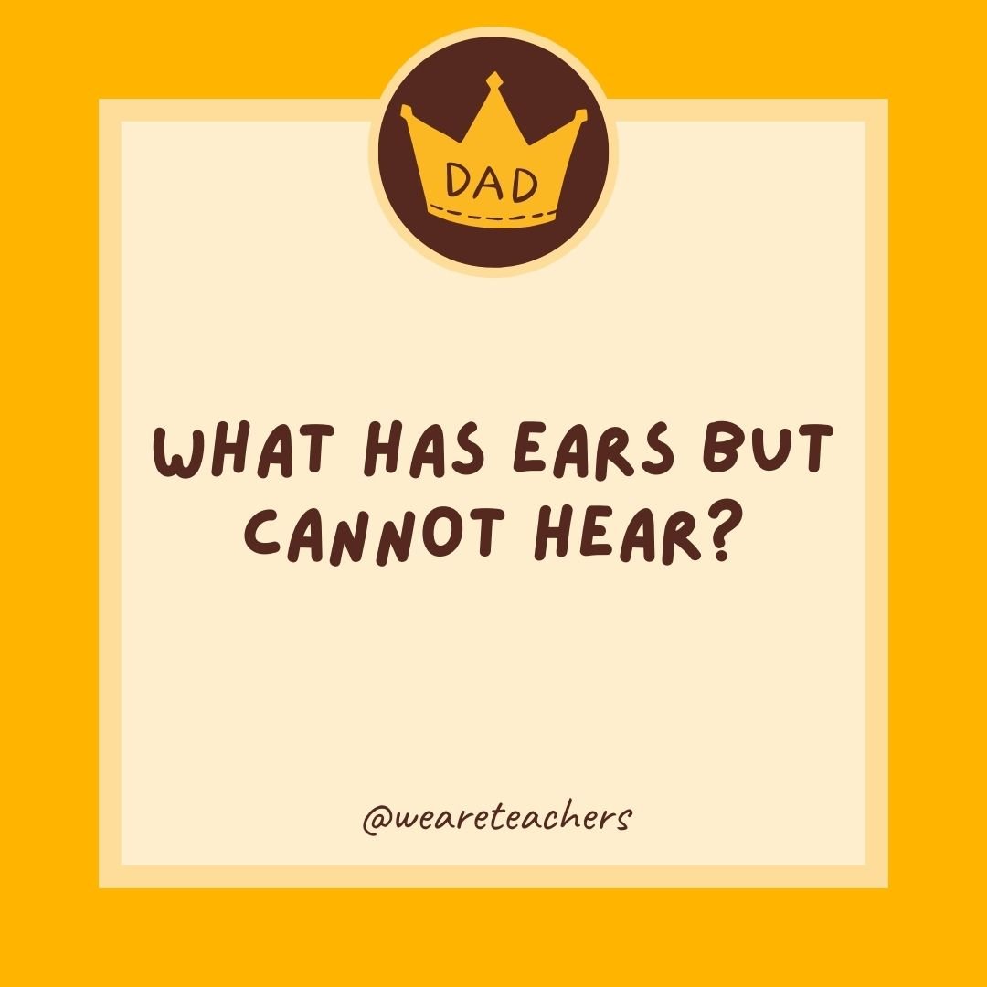 What has ears but cannot hear? What has ears but cannot hear?
- dad jokes for kids