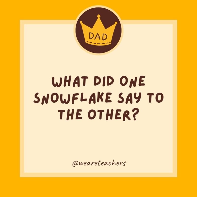 What did one snowflake say to the other? What did one snowflake say to the other?- dad jokes for kids