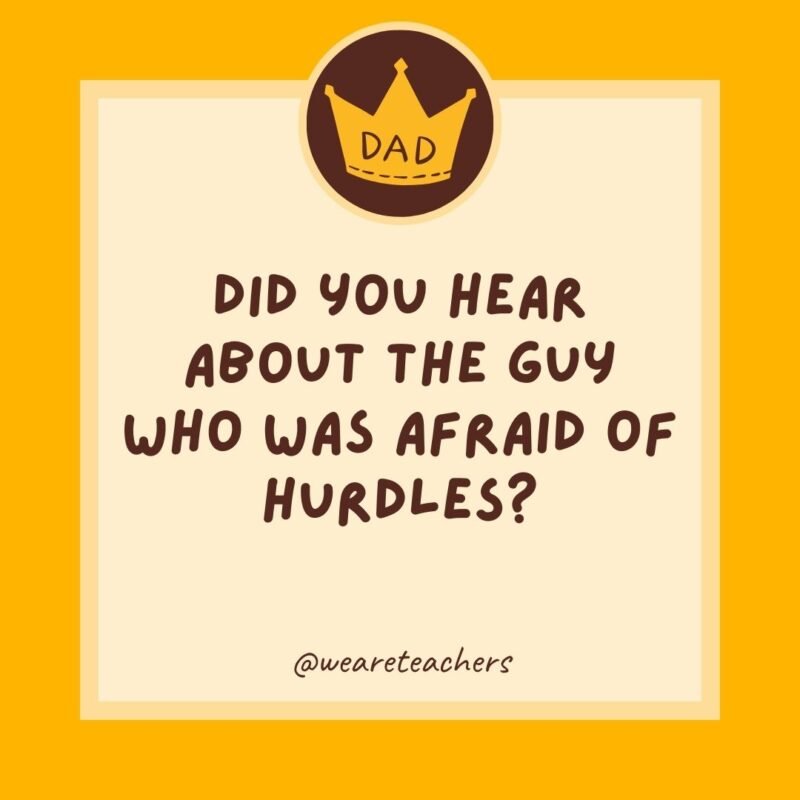 Did you hear about the guy who was afraid of hurdles? He got over it. Did you hear about the guy who was afraid of hurdles? He got over it.