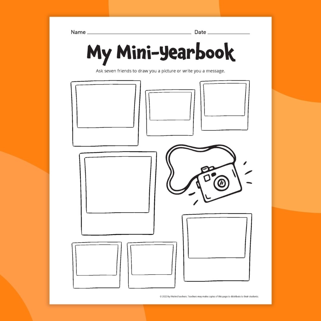 my mini yearbook last day of school worksheet