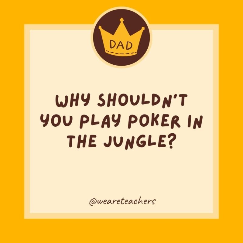 Why shouldn’t you play poker in the jungle? Too many cheetahs. Why shouldn't you play poker in the jungle? Too many cheetahs.