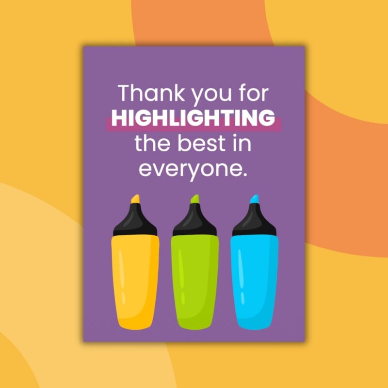 Printable Thank You Cards From Teachers to Students an image of a printable thank you card from teachers to students example