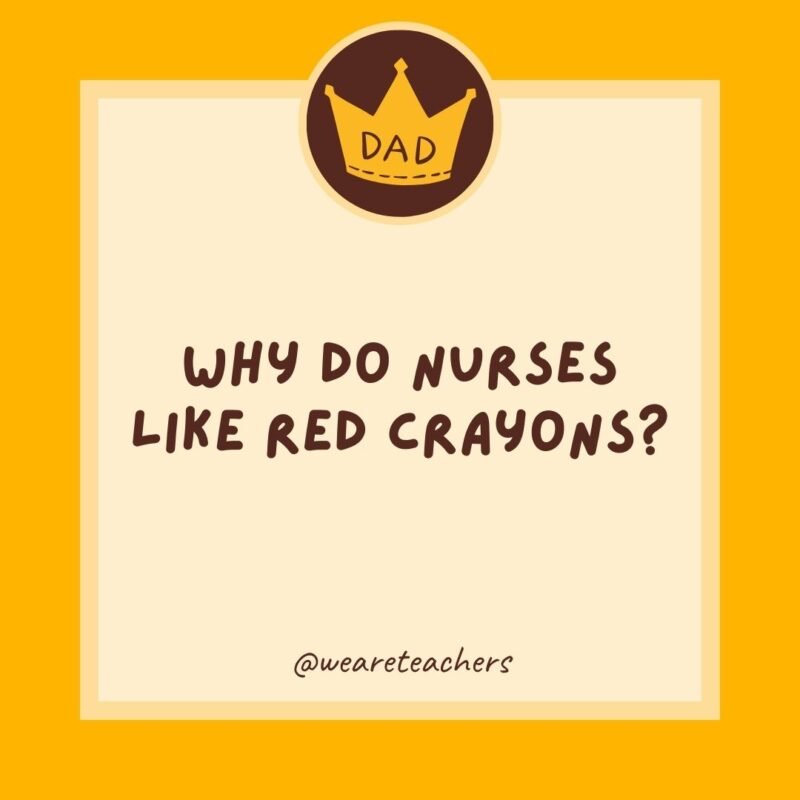 Why do nurses like red crayons? Sometimes they have to draw blood. Why do nurses like red crayons? Sometimes they have to draw blood.