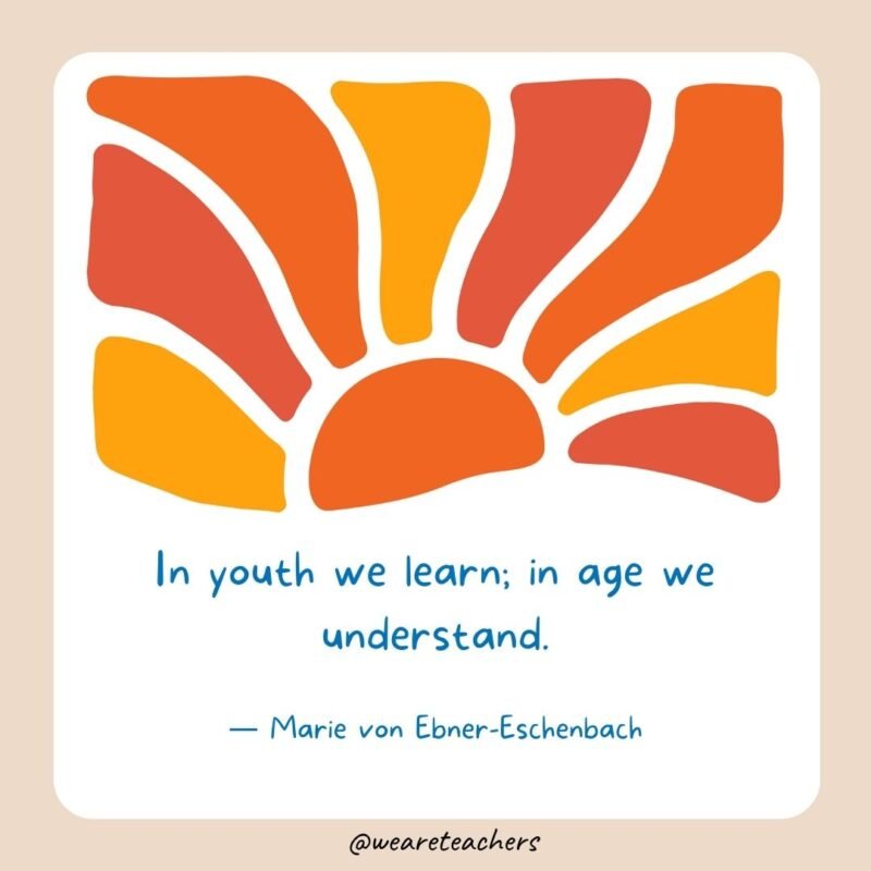 In youth we learn; in age we understand.