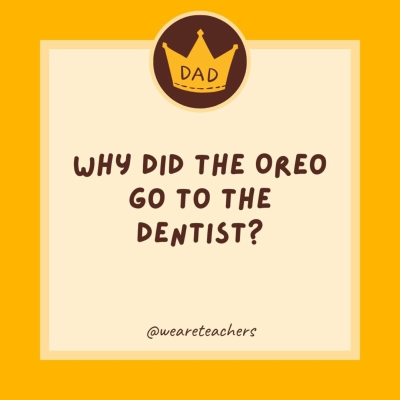 Why did the Oreo go to the dentist? It lost its filling. Why did the Oreo go to the dentist? It lost its filling.