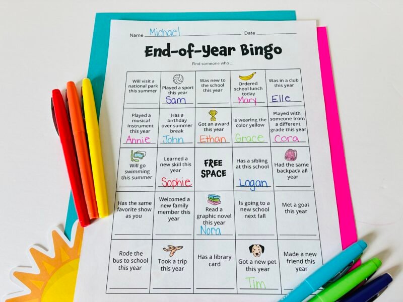 an end of year activity printable activity for students