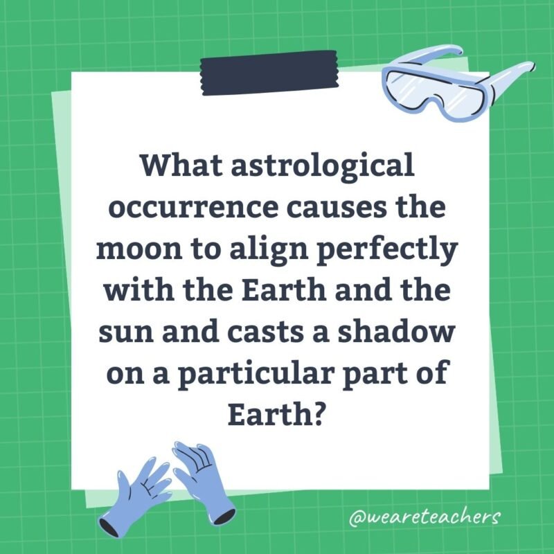 What astrological occurrence causes the moon to align perfectly with the Earth and the sun and casts a shadow on a particular part of Earth?