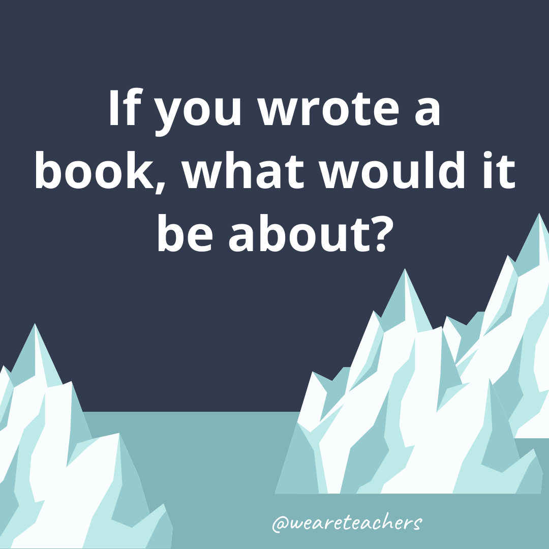 If you wrote a book, what would it be about?- ice breaker questions for teens