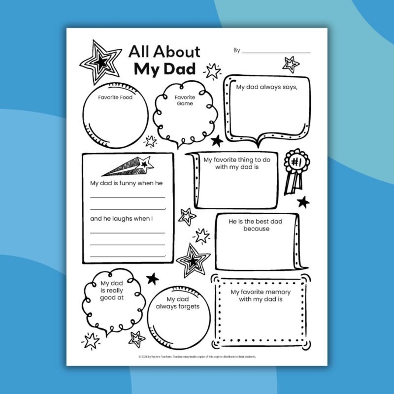 Father’s Day Questionnaire an image of a Father's Day questionnaire for kids