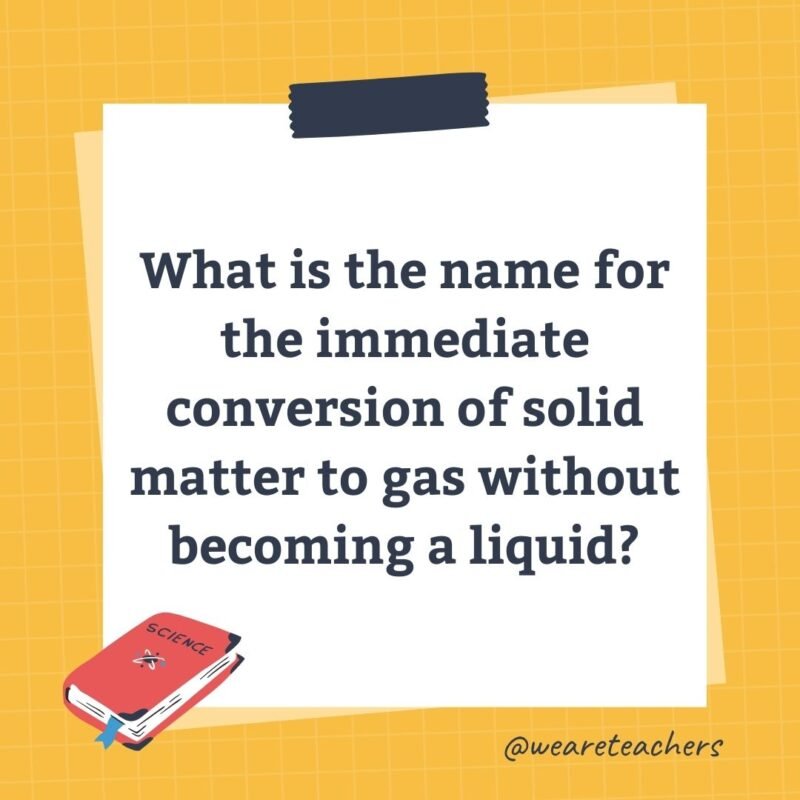 What is the name for the immediate conversion of solid matter to gas without becoming a liquid?