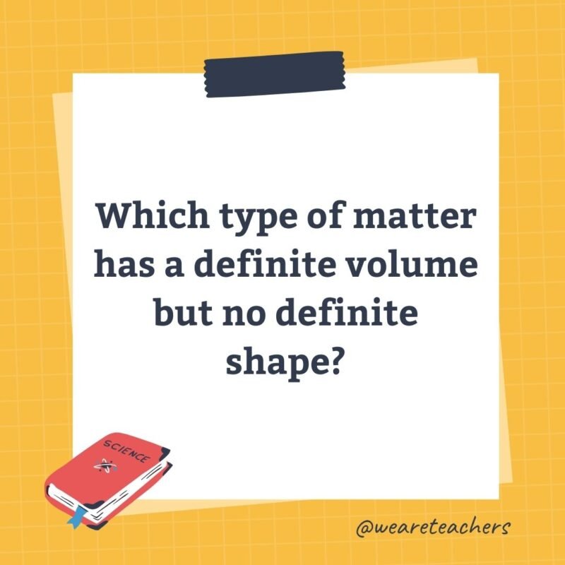 Which type of matter has a definite volume but no definite shape?