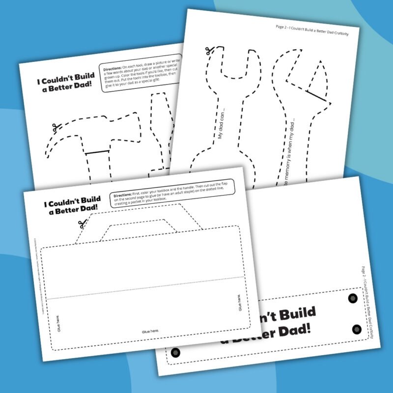 Father’s Day Questionnaire an image of four Father's Day printables for kids