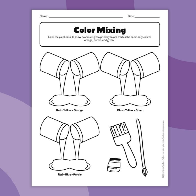 color-theory-5 color mixing worksheet