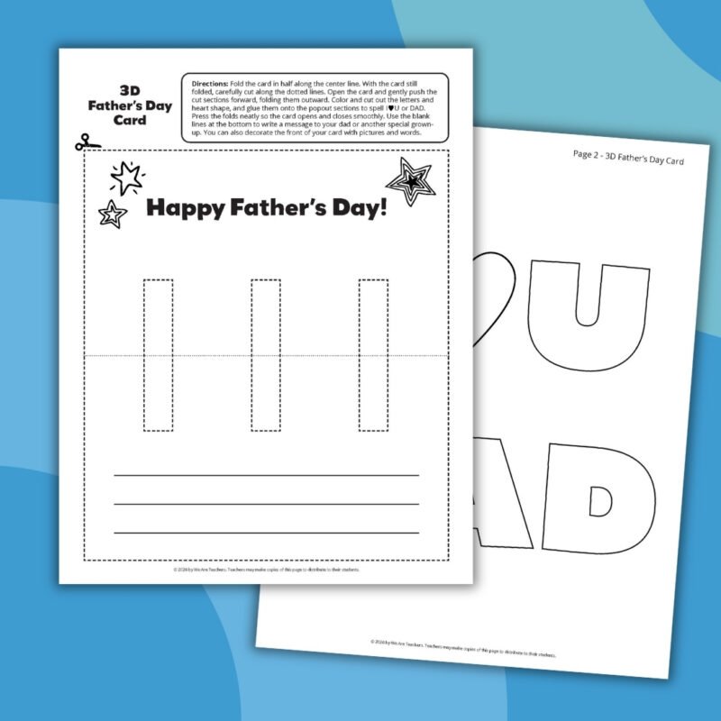 Father’s Day Questionnaire an image of two Father's Day printables for kids