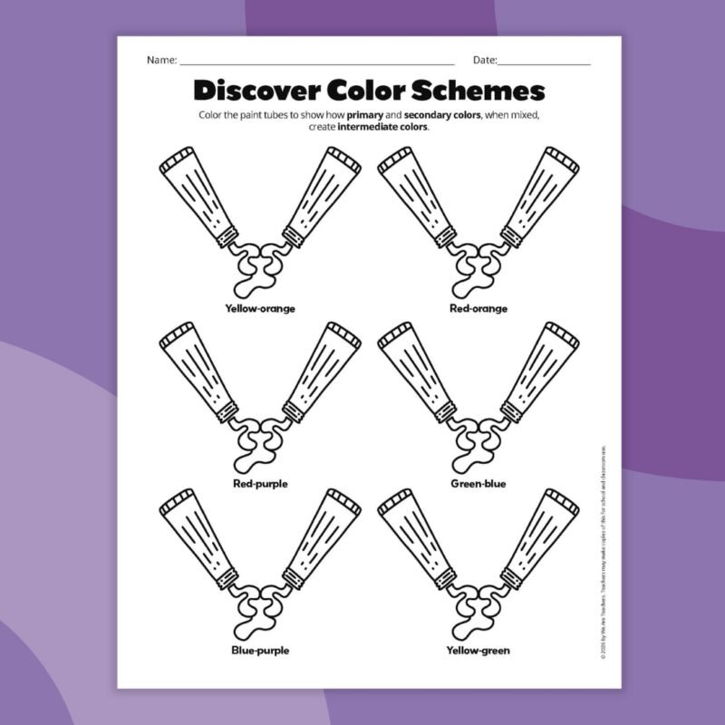 color-theory-6 discover color schema worksheet