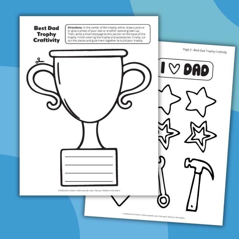 Father’s Day Questionnaire an image of two Father's Day printables for kids