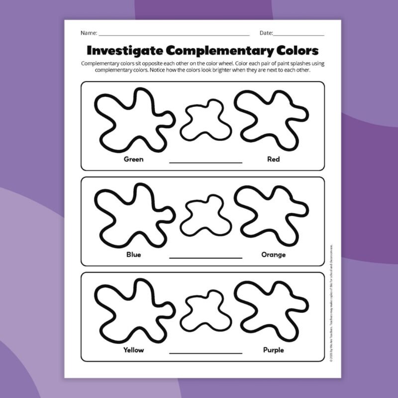 color-theory-4 investigate complementary colors worksheet