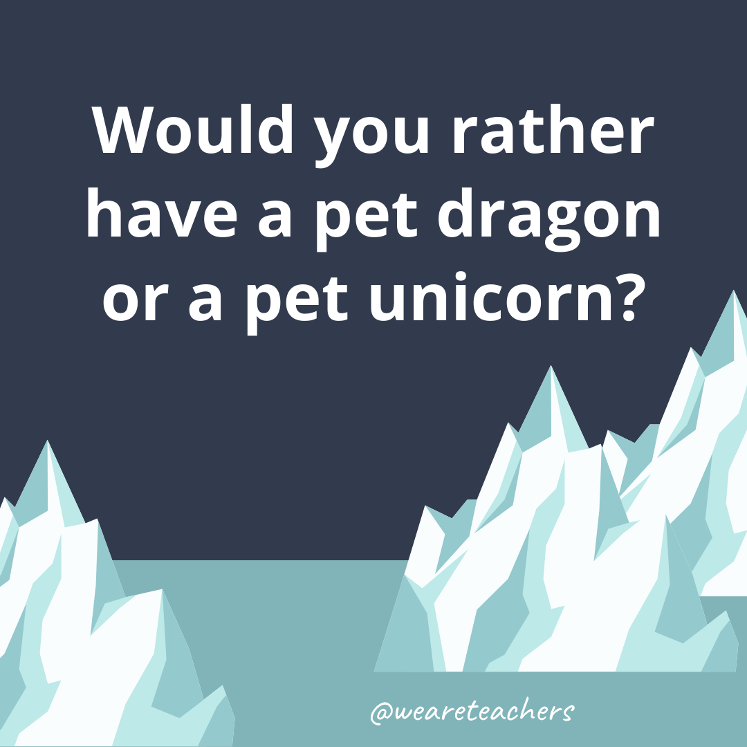 Have a pet dragon or a pet unicorn?- ice breaker questions for teens