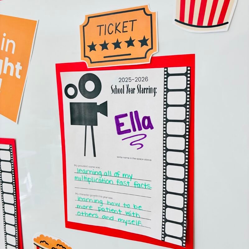 End of Year Bulletin Boards an image of a student response printable for their main character moments this school year
