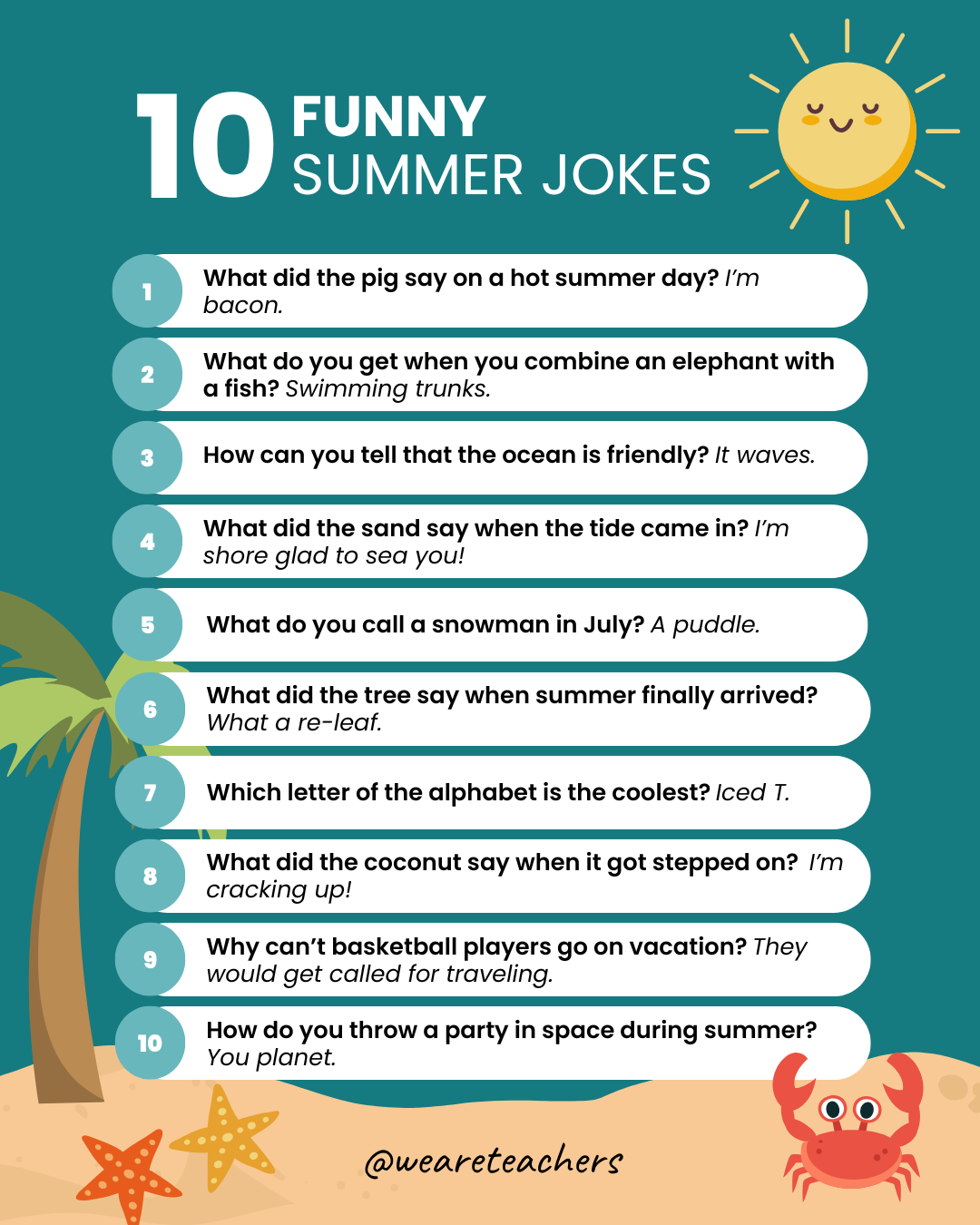 Looking for funny summer jokes for kids? This hilarious list of jokes about summer is perfect for the classroom, camp, or beach days!
