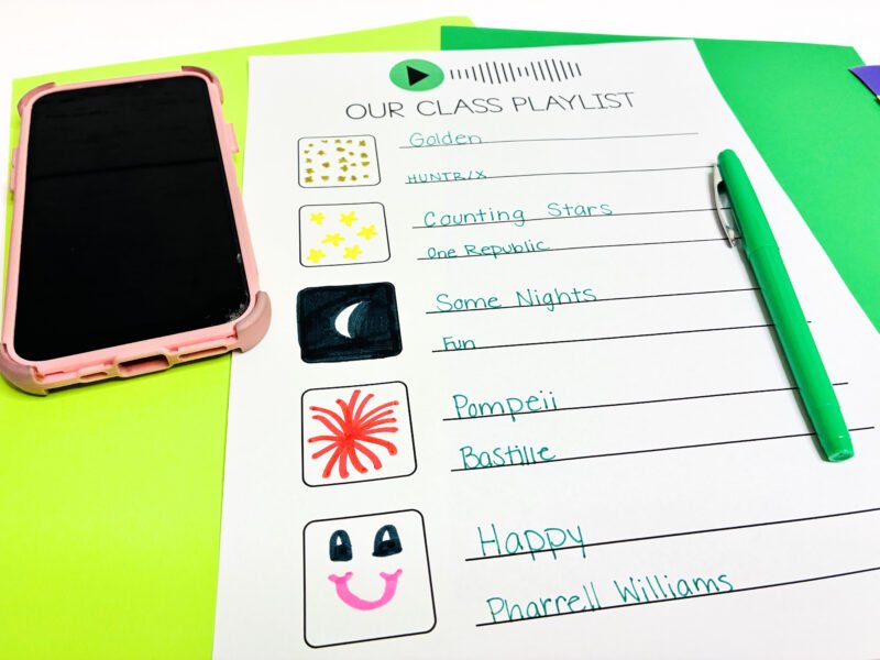 an image of an ice breaker for high school students: a collaborative class playlist