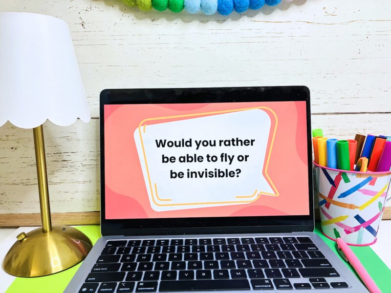 an image of an ice breaker for high school students: would you rather slides