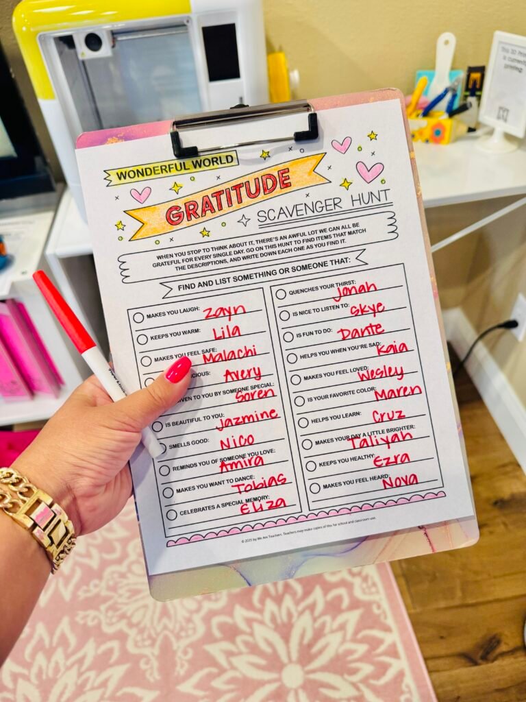 Gratitude scavenger hunt printable